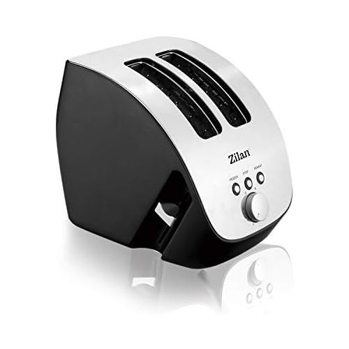  Zilan Edelstahl Toaster | 2 Scheiben Toaster | Design Toaster | Schrag Ttoaster | Toastautomat | Roestautomat | 1000 Watt | Edelstahl-Gehause | Stufenlos einstellbar | INOX-Design |