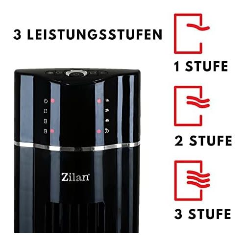  Zilan Turmventilator | 3 Stufen | 3 Modi | 12h Timer | LED-Display | Fernbedienung | Tower-Ventilator | Standventilator | Saulenventilator | Luftkuehler | Fan