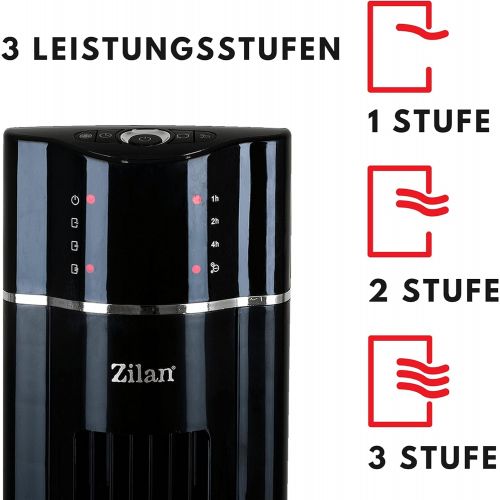  Zilan Turmventilator | 3 Stufen | 3 Modi | 12h Timer | LED-Display | Fernbedienung | Tower-Ventilator | Standventilator | Saulenventilator | Luftkuehler | Fan