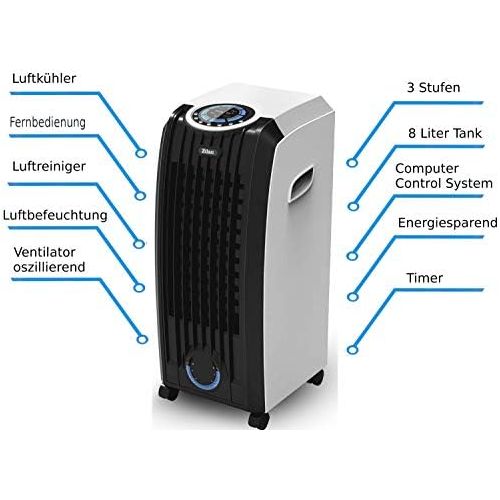  Zilan 3in1 Aircooler | 8 Liter | Mobile Klimaanlage | Klimagerat | Luftreiniger | Klima | Ventilator mit Fernbedienung | Luftkuehler | Luftbefeuchtung | Klima Anlage | Timer | 3 Stufen