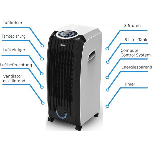  Zilan 3in1 Aircooler | 8 Liter | Mobile Klimaanlage | Klimagerat | Luftreiniger | Klima | Ventilator mit Fernbedienung | Luftkuehler | Luftbefeuchtung | Klima Anlage | Timer | 3 Stufen