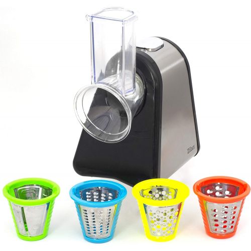  [아마존베스트]Zilan Electric Kitchen Grater, 200 Watts, 4 Attachments, Stainless Steel Drums, Electric Vegetable Slicer, Food Processor, Multifunctional Grater, Electric Chopper