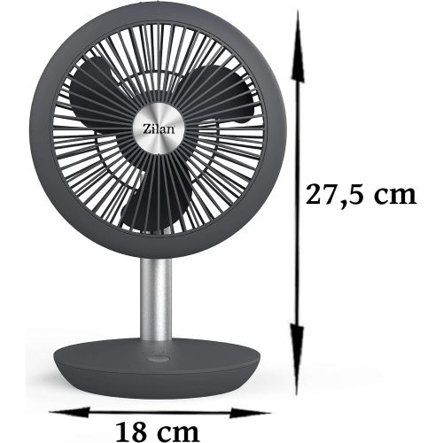  [아마존베스트]Zilan Desk Fan Very Quiet Wireless 4000 mAh Battery Fan 90° Tiltable Desk Fan Wind Machine Air Cooler Energy Saving 4 Levels 15 Hours Wireless Operation