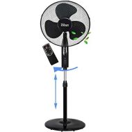 [아마존베스트]Zilan Floor Fan with Remote Control, 41 cm Diameter, 50 Watts, Oscillating, Silent Operation, 180° Rotation, Tower Fan, Air Cooler, Frontier Black