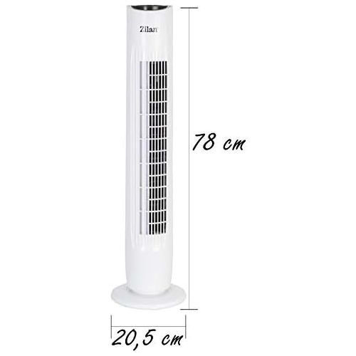  [아마존베스트]Zilan Tower fan, 3 speed levels, 2 modes, 7.5 h timer, Remote control, Oscillating Tower fan, Standing fan, Column fan, Air cooling Fan