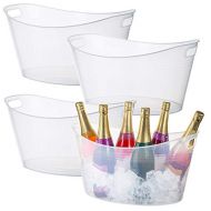 [아마존베스트]Zilpoo 4 Pack - Large Plastic Ice Bucket, Oval Storage Tub, 18 Liter Parties Wine, Beer Bottle Drink Cooler, Party Beverage Chiller Bin, Baskets, Clear