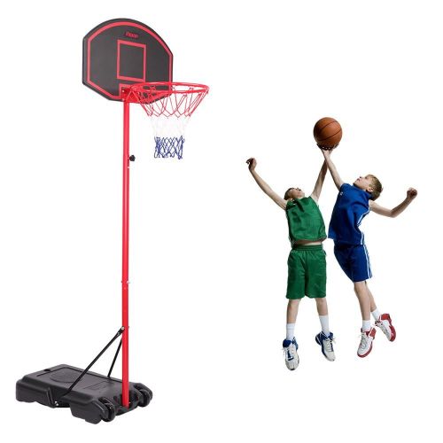  Zimtown Basketball Goal 5.2ft - 7.2ft Height Adjustable, Movable  Portable Basketball Hoop Stand System with Wheels, Backboard, for Kids Teen Outside Backyard Playing