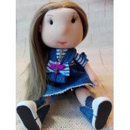 /ZinaDreamDolls March 8 giftjeans doll.handmade doll.Russian doll , Hand made with love,Cloth doll a great gift,Doll toy, childrens toy, Handm ade,