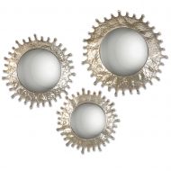 Zinc Decor Contemporary Silver Champagne Metal Round Convex Wall Mirrors Set of 3