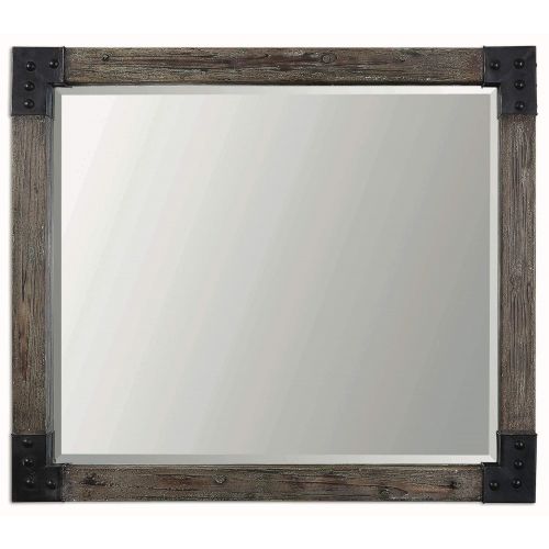  Zinc Decor Wood Rustic Rectangular Wall Mirror Large 46” Country Farmhouse Decor