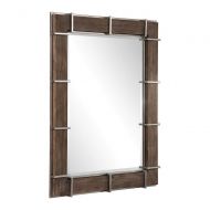 Zinc Decor Industrial Rectangular Rustic Vanity Wood & Iron Wall Mirror Large 49 Modern