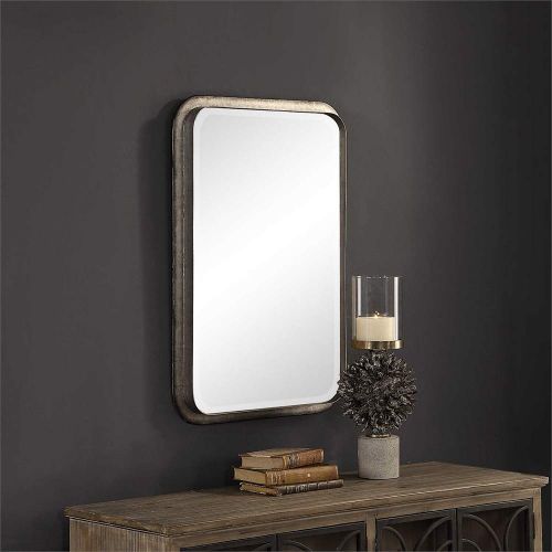  Zinc Decor Galvanized Iron Beveled Wall Mirror Industrial 33” Bathroom Vanity