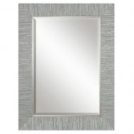 Zinc Decor Blue Gray Silver Striped Wood Wall Mirror Rectangular Coastal Beach Modern Chic