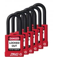Zing Green Products ZING 7063 RecycLock Safety Padlock, Keyed Alike,1-1/2 Shackle, 1-3/4 Body, Red, 6 Pack