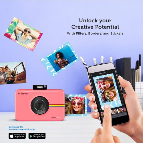 폴라로이드 Zink Polaroid SNAP Touch 2.0  13MP Portable Instant Print Digital Photo Camera w/ Built-In Touchscreen Display, Pink