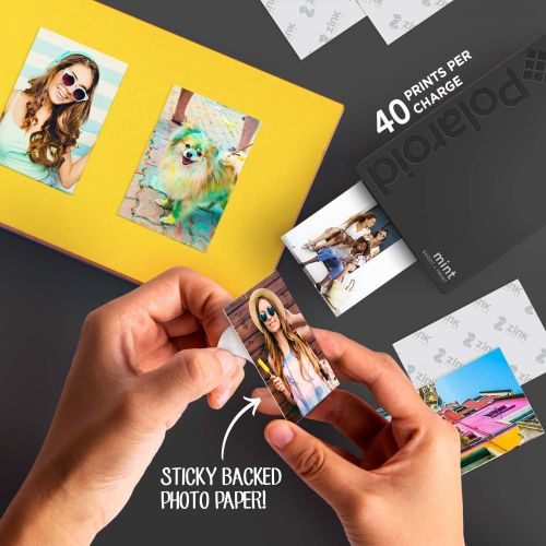 폴라로이드 Polaroid Mint Instant Print Digital Camera (Black), Prints on Zink 2x3 Sticky-Backed Photo Paper
