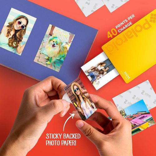 폴라로이드 Polaroid Mint Instant Print Digital Camera (Yellow), Prints on Zink 2x3 Sticky-Backed Photo Paper