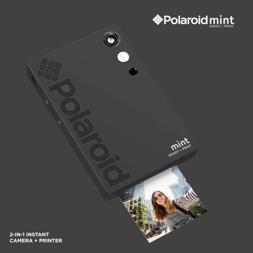 폴라로이드 Polaroid Mint Instant Digital Camera (Black) Gift Bundle + Paper (20 Sheets) + Deluxe Pouch + 9 Fun Sticker Sets + Twin Tip Markers + Photo Album + Hanging Frames + 100 Sticker Fra