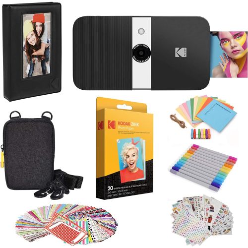  Zink Kodak Smile Instant Print Digital Camera (Black/White) Photo Frames Bundle with Soft Case