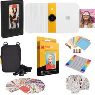 Zink Kodak Smile Instant Print Digital Camera (White/Yellow) Photo Frames Bundle with Soft Case