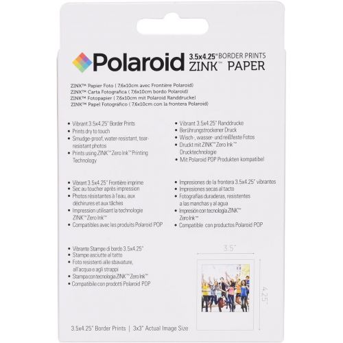  Zink Polaroid 3.5 x 4.25 inch Premium Zink Border Print Photo Paper (20 Sheets) Compatible with Pop Instant Camera