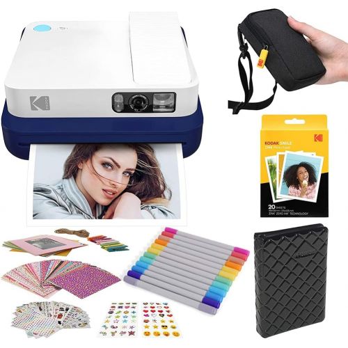  Zink Kodak Smile Classic Digital Instant Camera with Bluetooth (Blue) Stickers Bundle