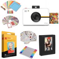 Kodak Step Instant Camera with 10MP Image Sensor, Zink Zero Ink Technology (White) Bundle: Photo Album, Case, 20 Pack Zink Paper, Markers, Stickers.