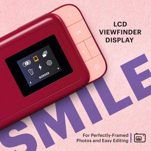  KODAK Smile Instant Print Digital Camera ? Slide-Open 10MP Camera w/2x3 ZINK Printer (Red)