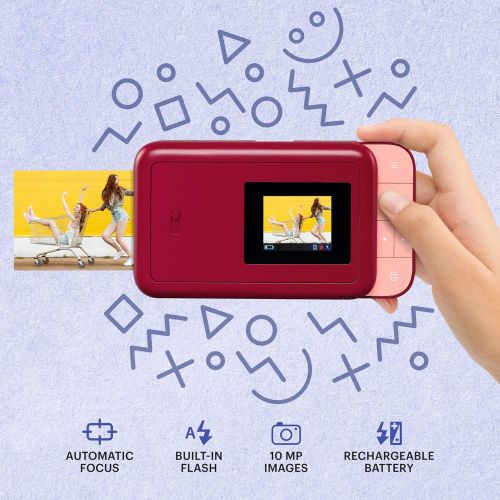  KODAK Smile Instant Print Digital Camera ? Slide-Open 10MP Camera w/2x3 ZINK Printer (Red)