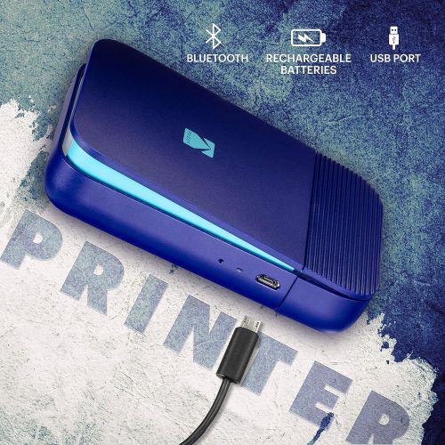  KODAK Smile Instant Digital Bluetooth Printer for iPhone & Android ? Edit, Print & Share 2x3 Zink Photos w/ Smile App (Blue)