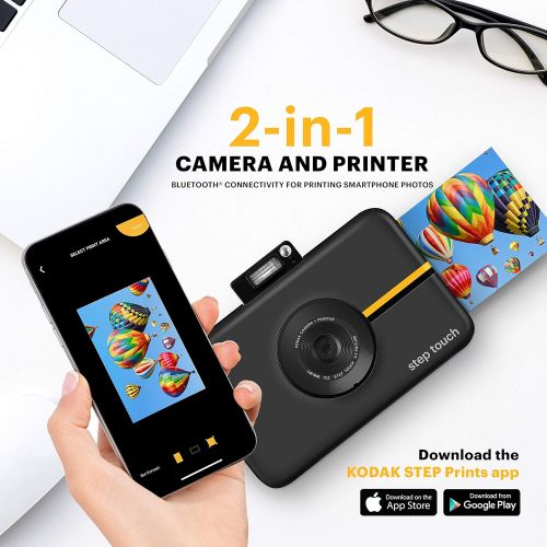  Kodak Step Touch 13MP Digital Camera & Instant Printer with 3.5 LCD Touchscreen Display, 1080p HD Video - Editing Suite, Bluetooth & Zink Zero Ink Technology Black (RODITC20AMZB)