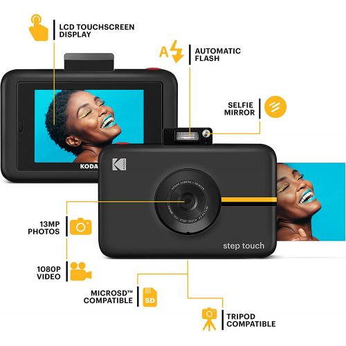  Kodak Step Touch 13MP Digital Camera & Instant Printer with 3.5 LCD Touchscreen Display, 1080p HD Video - Editing Suite, Bluetooth & Zink Zero Ink Technology Black (RODITC20AMZB)