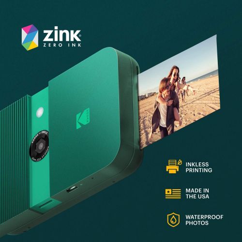  KODAK Smile Instant Print Digital Camera ? Slide-Open 10MP Camera w/2x3 ZINK Printer (Green)