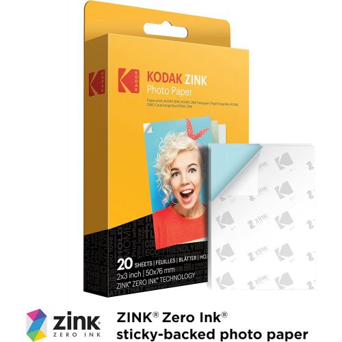  Zink Kodak Step Printer, Wireless Mobile Photo Printer Zero Ink Technology & Kodak App for iOS & Android (Black) Gift, Starter Bundle