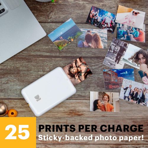  Zink KODAK Step Wireless Mobile Photo Mini Printer (White) Compatible w/ iOS & Android, NFC & Bluetooth Devices