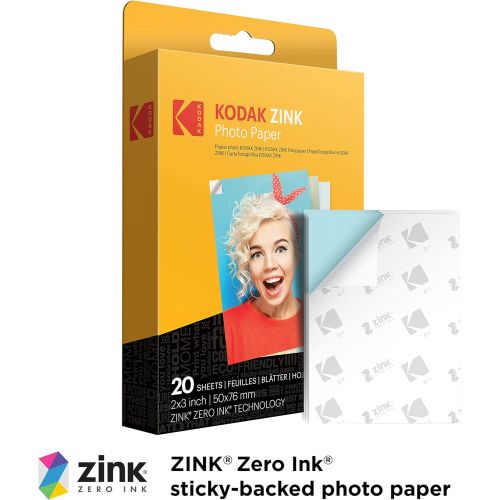  [아마존베스트]Zink Kodak Step Printer | Wireless Mobile Photo Printer Zero Ink Technology & Kodak App for iOS & Android (White) Gift Bundle