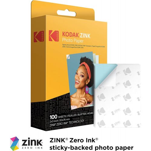  [아마존베스트]Kodak 2x3 Premium Zink Photo Paper (100 Sheets) Compatible with Kodak PRINTOMATIC, Kodak Smile and Step Cameras and Printers