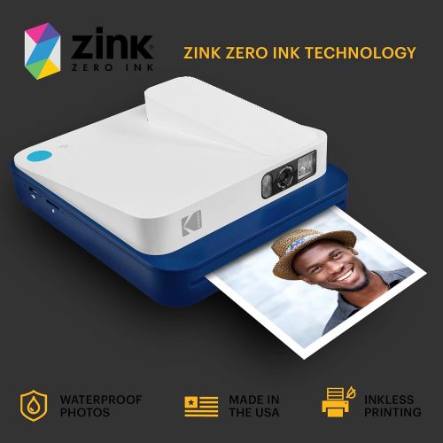  [아마존베스트]KODAK Smile Classic Digital Instant Camera for 3.5 x 4.25 Zink Photo Paper - Bluetooth, 16MP Pictures (Blue)