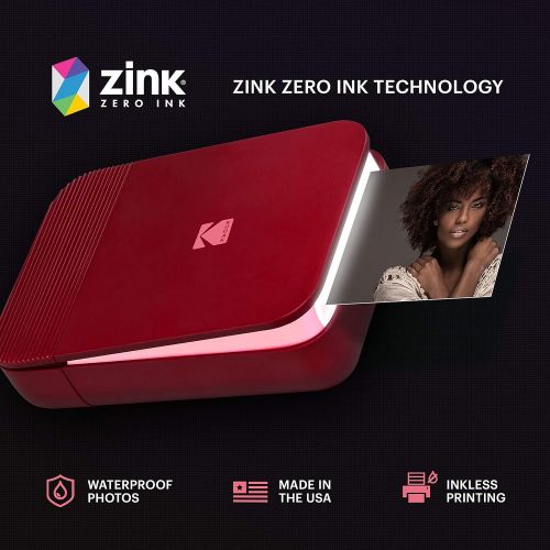  [아마존베스트]KODAK Smile Instant Digital Bluetooth Printer for iPhone & Android  Edit, Print & Share 2x3 Zink Photos w/ Smile App (Red)