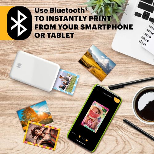  [아마존베스트]Zink Kodak Step Printer | ZINK Zero Ink Technology Wireless Mobile Photo Printer for Any Bluetooth or NFC Smart Device (White) Sticker Edition, 2x3 (RODMP20KIT9W)