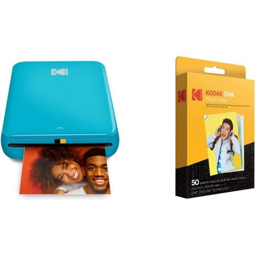  Kodak Step Instant Photo Printer with Bluetooth/NFC, Zink Technology (Pink) with Kodak 2x3 Premium Zink Photo Paper (50 Sheets) Compatible with Kodak Smile