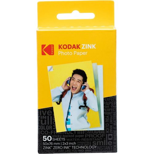  Kodak Step Instant Photo Printer with Bluetooth/NFC, Zink Technology (Blue) with Kodak 2x3 Premium Zink Photo Paper (50 Sheets) Compatible with Kodak Smile