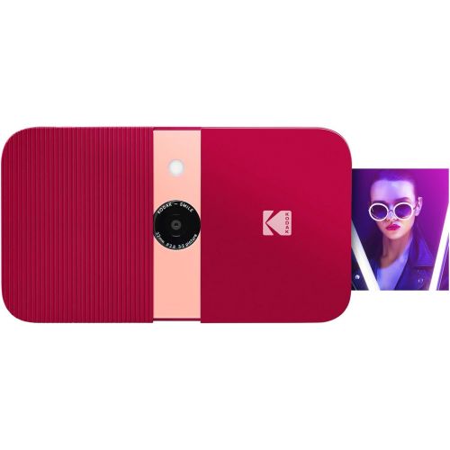  [아마존베스트]KODAK Smile Instant Print Digital Camera  Slide-Open 10MP Camera w/2x3 ZINK Printer (Red)
