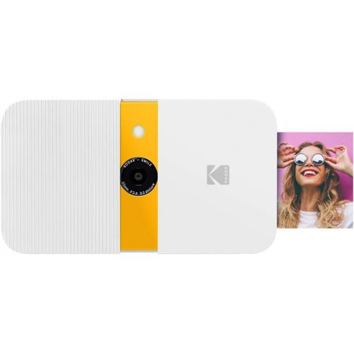  [아마존베스트]KODAK Smile Instant Print Digital Camera  Slide-Open 10MP Camera w/2x3 ZINK Printer (White/ Yellow)