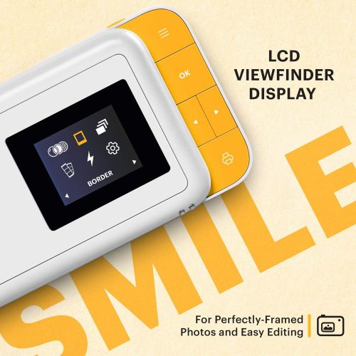  [아마존베스트]KODAK Smile Instant Print Digital Camera  Slide-Open 10MP Camera w/2x3 ZINK Printer (White/ Yellow)