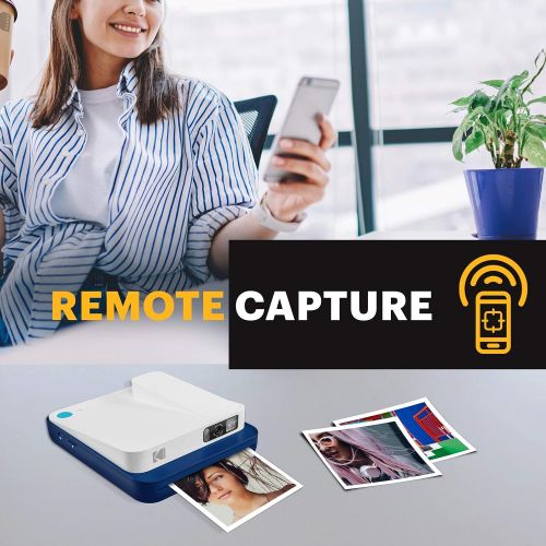  [아마존베스트]Kodak Smile Classic Digital Instant Camera with Bluetooth (Blue) w/ 10 Pack of 3.5x4.25 inch Premium Zink Print Photo Paper.