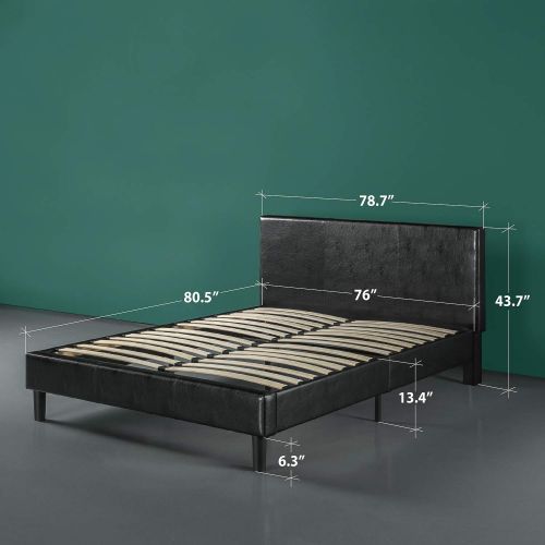  Zinus Jade Faux Leather Upholstered Platform Bed / Mattress Foundation / Easy Assembly / Strong Wood Slat Support / Black, King