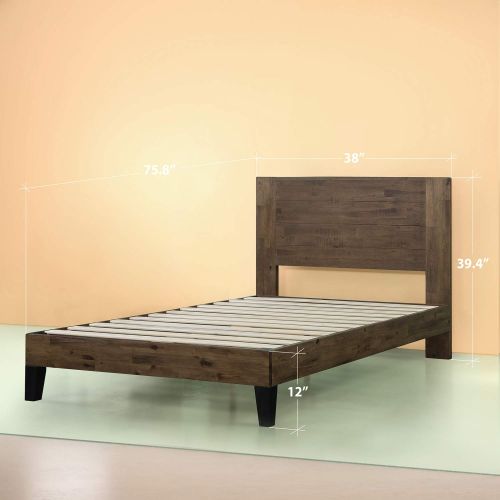  Zinus Tonja Platform Bed / Mattress Foundation / Box Spring Replacement / Brown, Twin