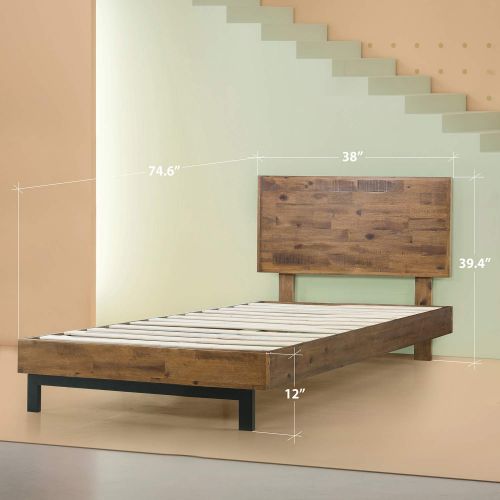  Zinus Tricia Platform Bed / Mattress Foundation / Box Spring Replacement / Brown, Twin