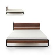 Zinus Therese Metal and Wood Platform Bed with Wood Slat Support, Queen